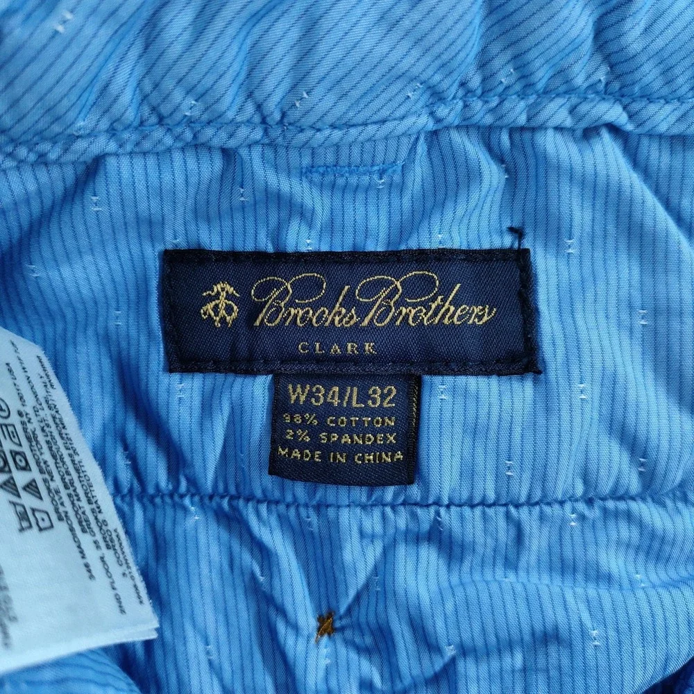 Brooks Brothers Pants Mens 34x32 Blue Clark Fit Stretch Chino Cotton Casual